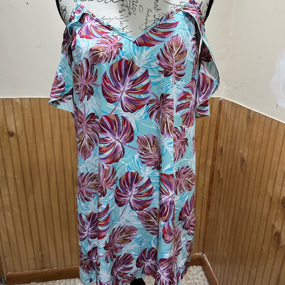 SHEIN Floral Print Dress in Blue and Pink